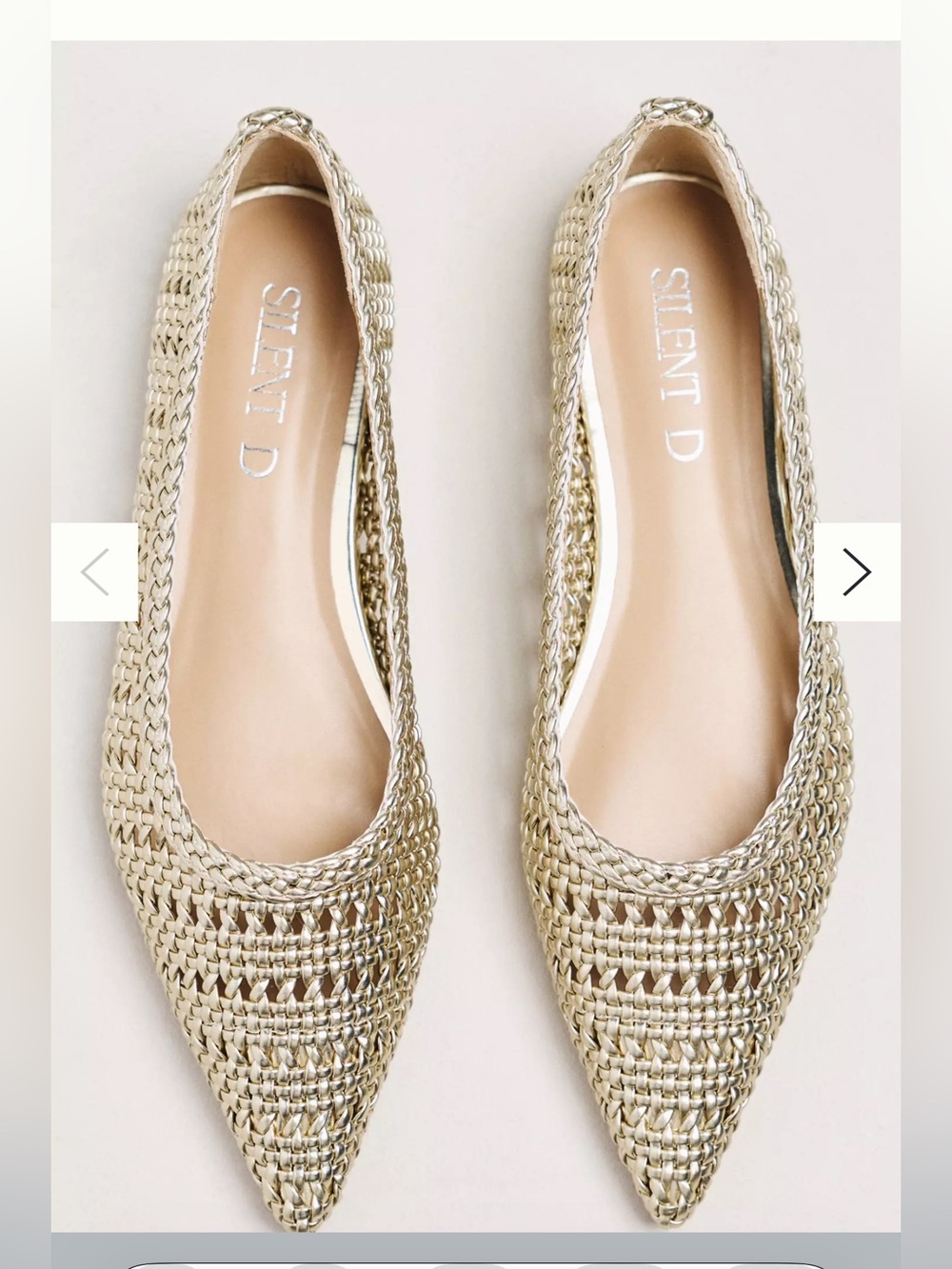 Metallic Woven Ballet Flats - Gold